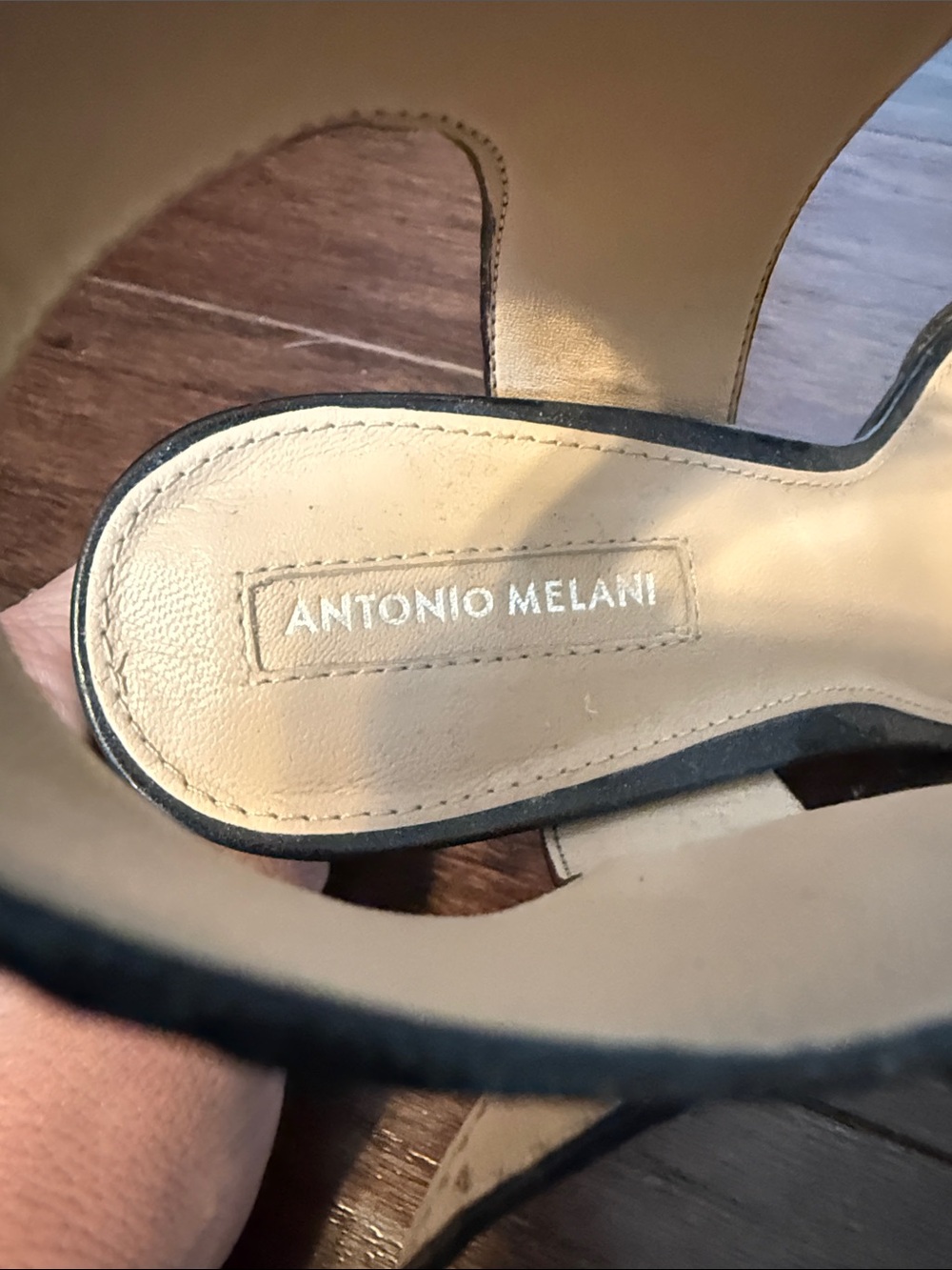 ANTONIO MELANI Black Leather Ankle-Strap Heels - Picture 2 of 5